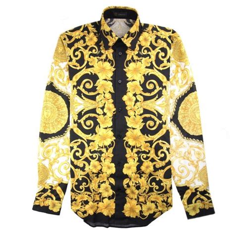 versace gold tipped collar shirt|Versace shirt black and gold.